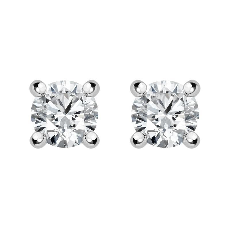 18ct White Gold 0.26ct Diamond Claw Set Solitaire Stud Earrings - White Gold