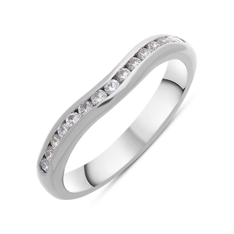 18ct White Gold 0.27ct Diamond Channel Set Wedding Half Eternity Ring D - M