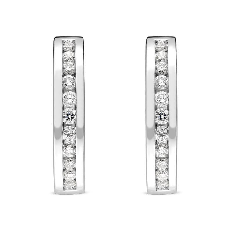 18ct White Gold 0.30ct Diamond Half Eternity Hoop Earrings