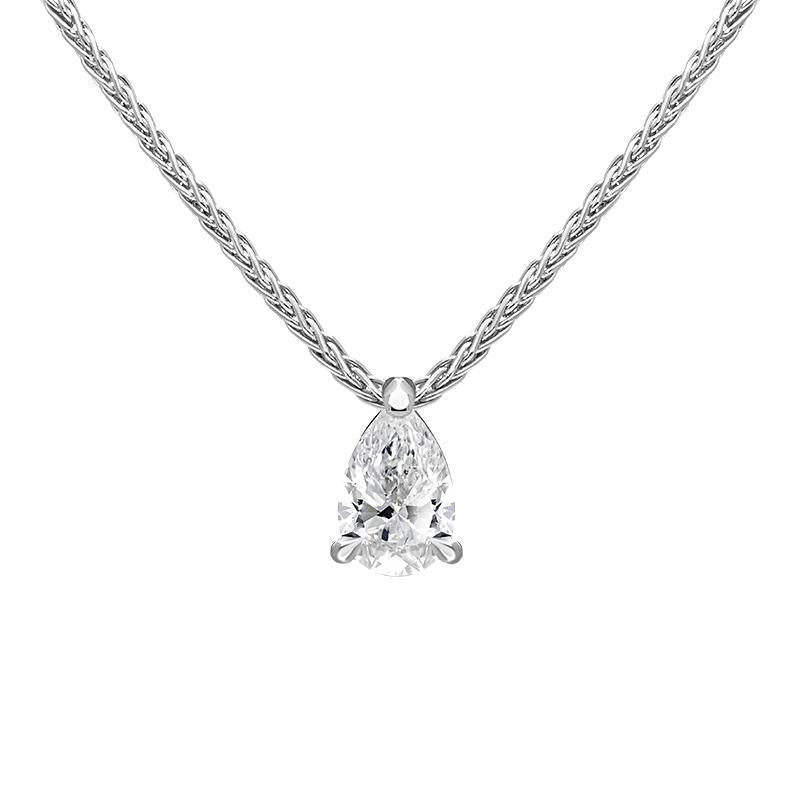 18ct White Gold 0.32ct Diamond Solitaire Pear Necklace