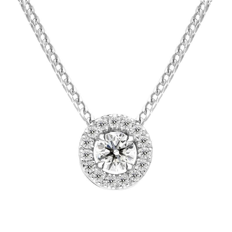 18ct White Gold 0.33ct Brilliant Cut Diamond Pave Round Necklace
