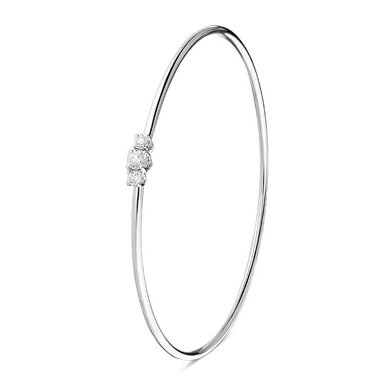 18ct White Gold 0.34ct Diamond Trilogy Slim Bangle
