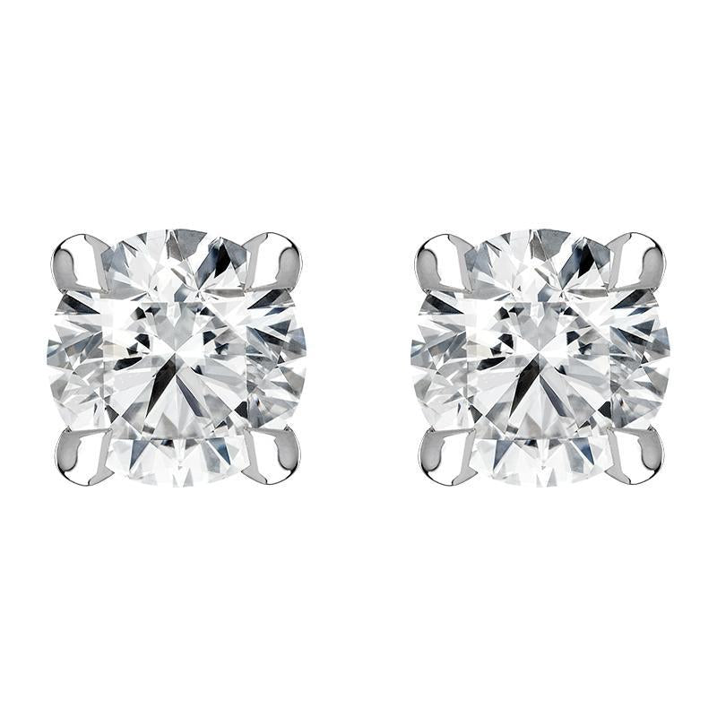 18ct White Gold 0.50ct Diamond Claw Set Solitaire Stud Earrings
