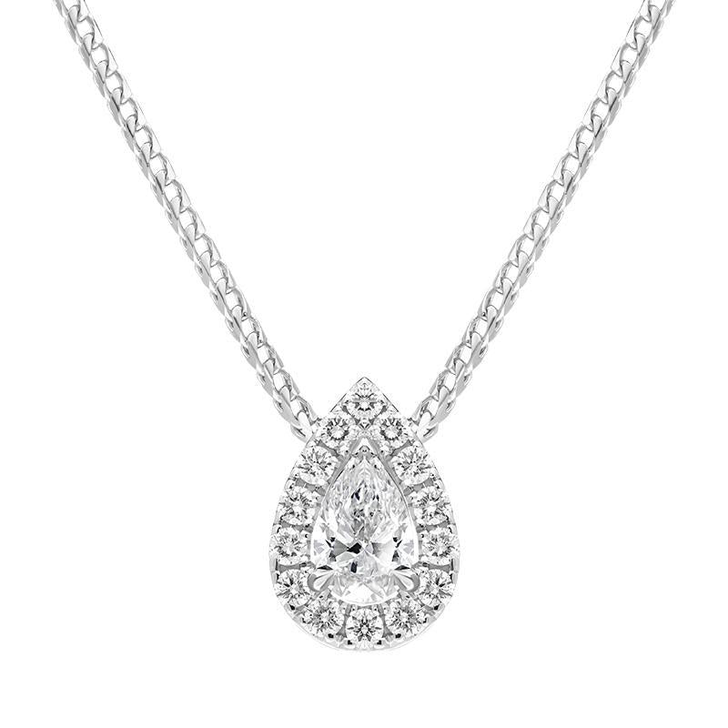 18ct White Gold 0.40ct Diamond Pave Pear Necklace