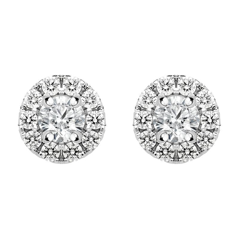 18ct White Gold 0.53ct Diamond Claw Set Pave Round Stud Earrings