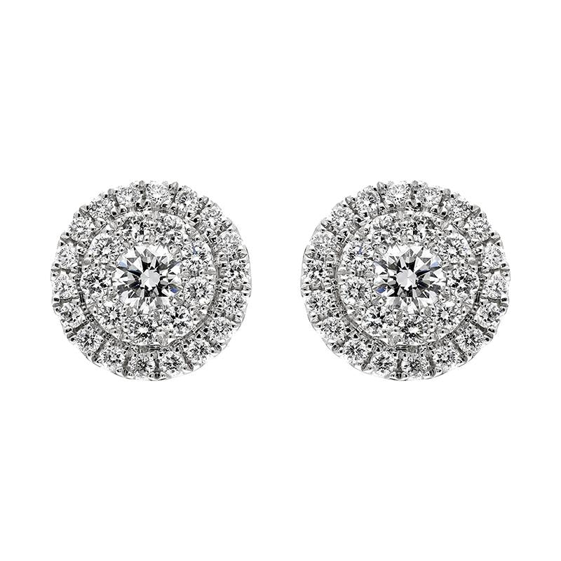 18ct White Gold 0.56ct Diamond Round Cluster Stud Earrings