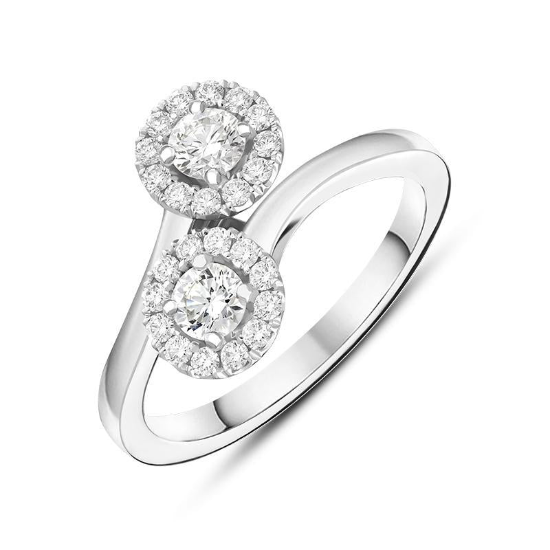 18ct White Gold 0.60ct Diamond Double Cross Over Ring