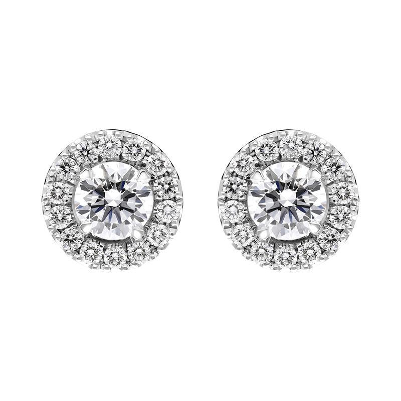 18ct White Gold 0.66ct Diamond Round Cluster Stud Earrings