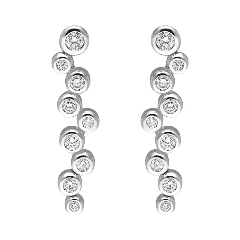 18ct White Gold Diamond Bubble Drop Earrings - Option1 Value White Gold