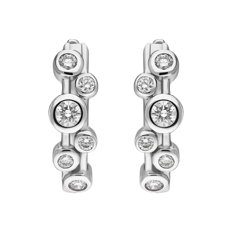 18ct White Gold Diamond Bubble Hoop Earrings - Option1 Value White Gold