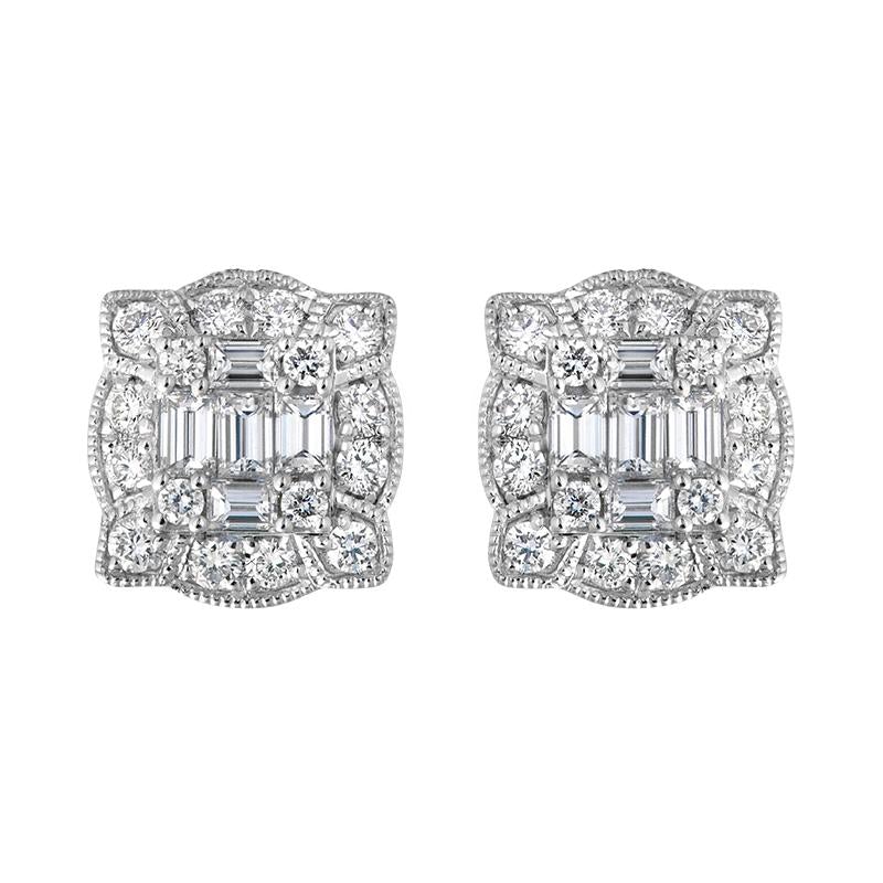 18ct White Gold Diamond Cluster Stud Earrings