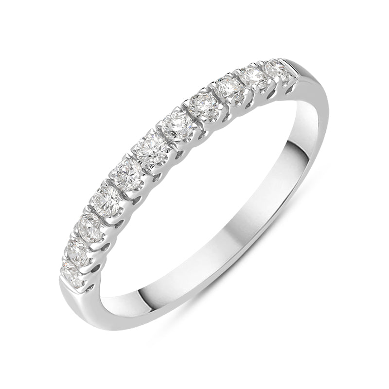 18ct White Gold Diamond Eleven Stone Half Eternity Ring - White Gold
