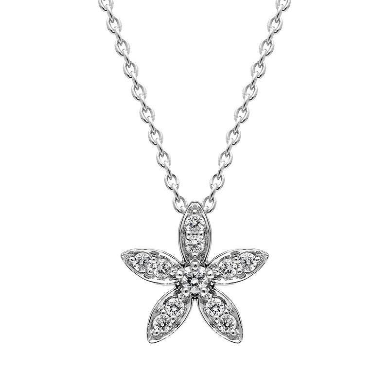 18ct White Gold Diamond Flower Pendant