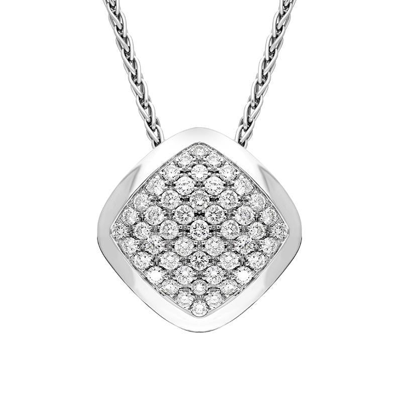 18ct White Gold Diamond Square Necklace