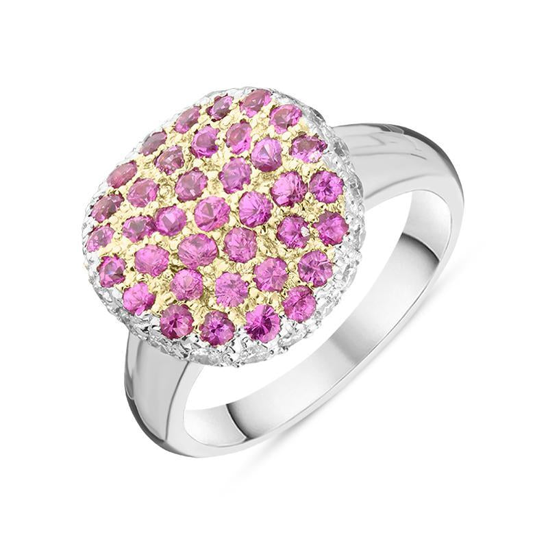 18ct White Gold Pink Sapphire Diamond Ring - N