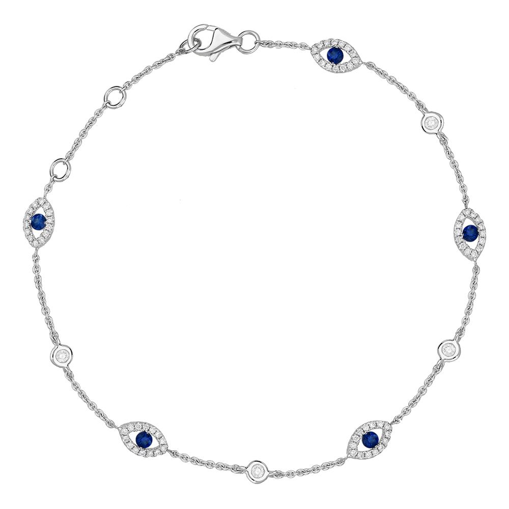 18ct White Gold Sapphire Diamond Marquise Bracelet - White Gold