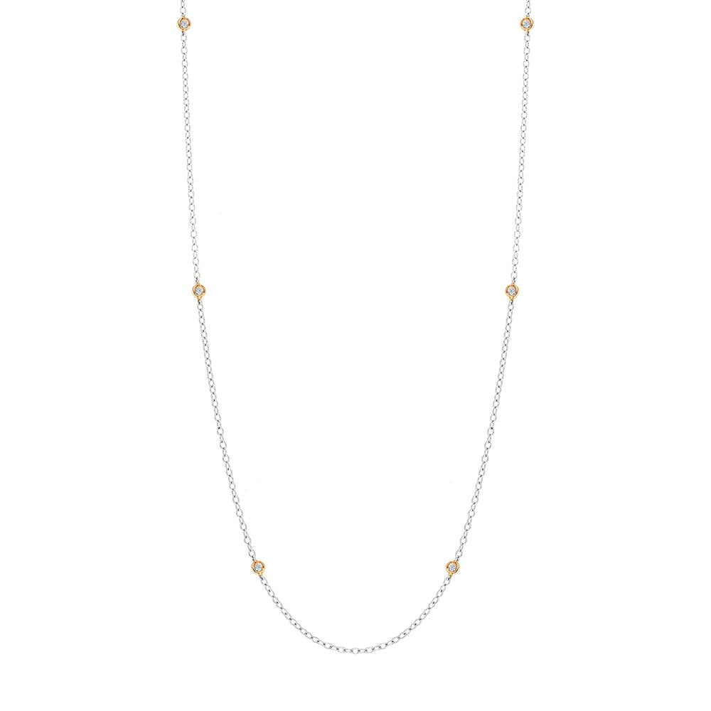 18ct White and Rose Gold Diamond Long Necklet