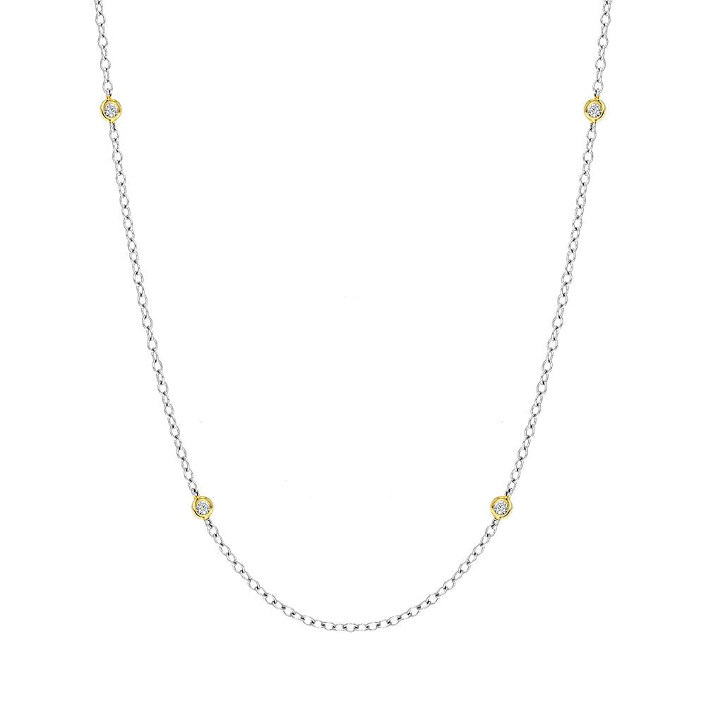 18ct White and Yellow Gold Diamond Long Necklet