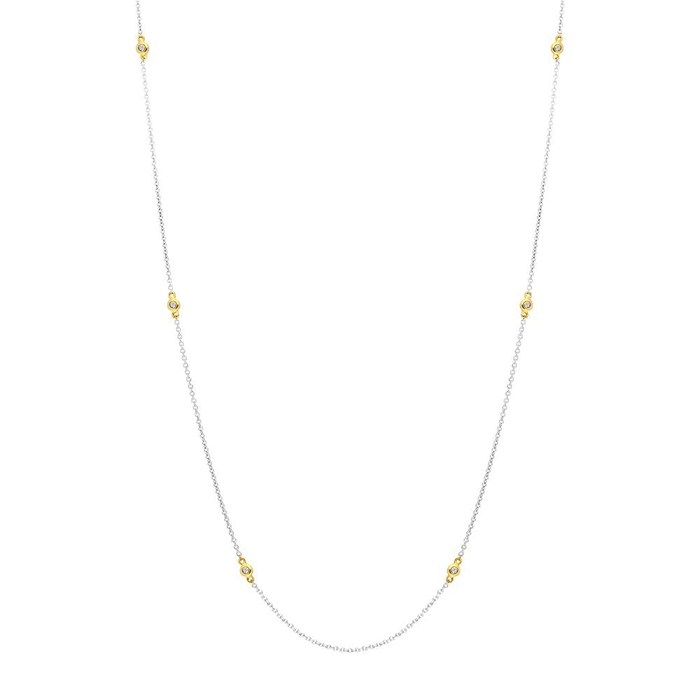 18ct White and Yellow Gold Diamond Necklet