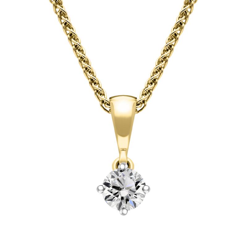 18ct White and Yellow Gold Diamond Solitaire Pendant