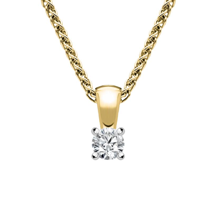 18ct Yellow Gold 0.28ct Diamond Brilliant Cut Solitaire Necklace