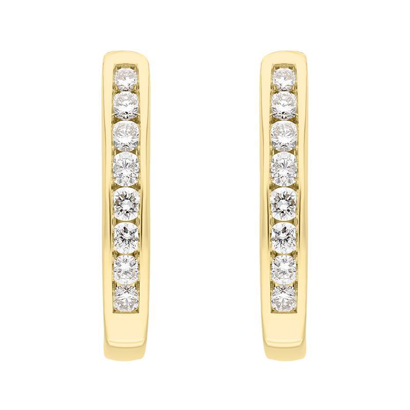 18ct Yellow Gold 0.30ct Diamond Channel Set Hoop Earrings - Yellow Gold