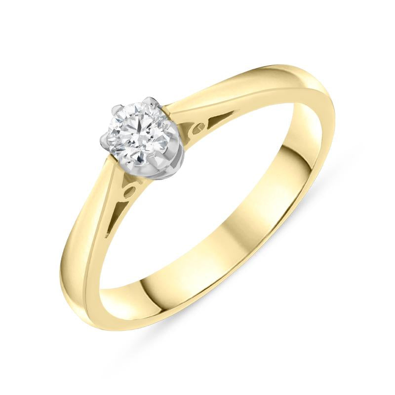 18ct Yellow Gold 0.30ct Diamond Platinum Claw Set Solitaire Ring - N