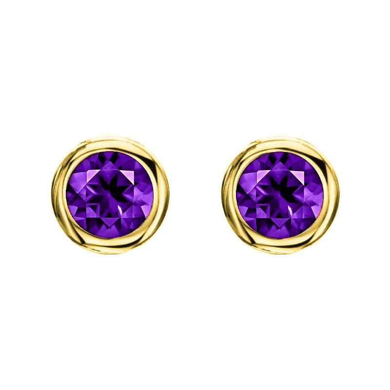 18ct Yellow Gold 0.48ct Amethyst Round Stud Earrings