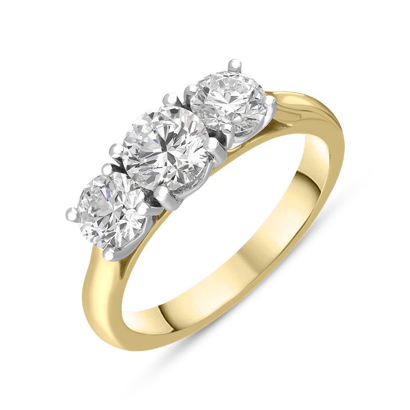 18ct Yellow Gold 1.53ct Diamond Brilliant Cut Trilogy Ring - Option1 Value Yellow Gold