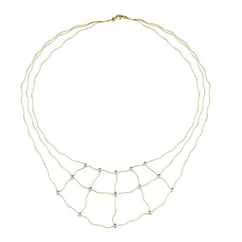 18ct Yellow Gold Diamond Open Wave Necklet