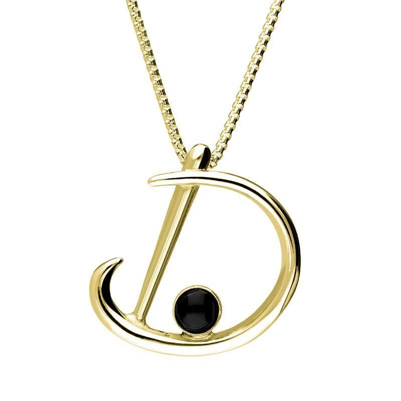 18ct Yellow Gold Whitby Jet Love Letters Initial D Necklace - Yellow Gold
