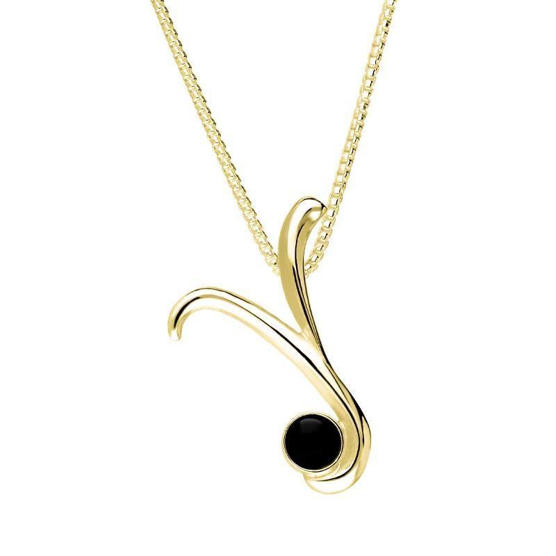 18ct Yellow Gold Whitby Jet Love Letters Initial Y Necklace - Yellow Gold