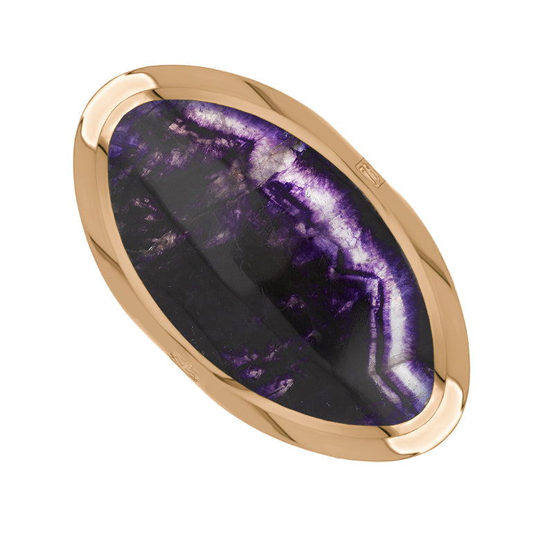 18ct Rose Gold Blue John King's Coronation Hallmark Large Oval Ring - O