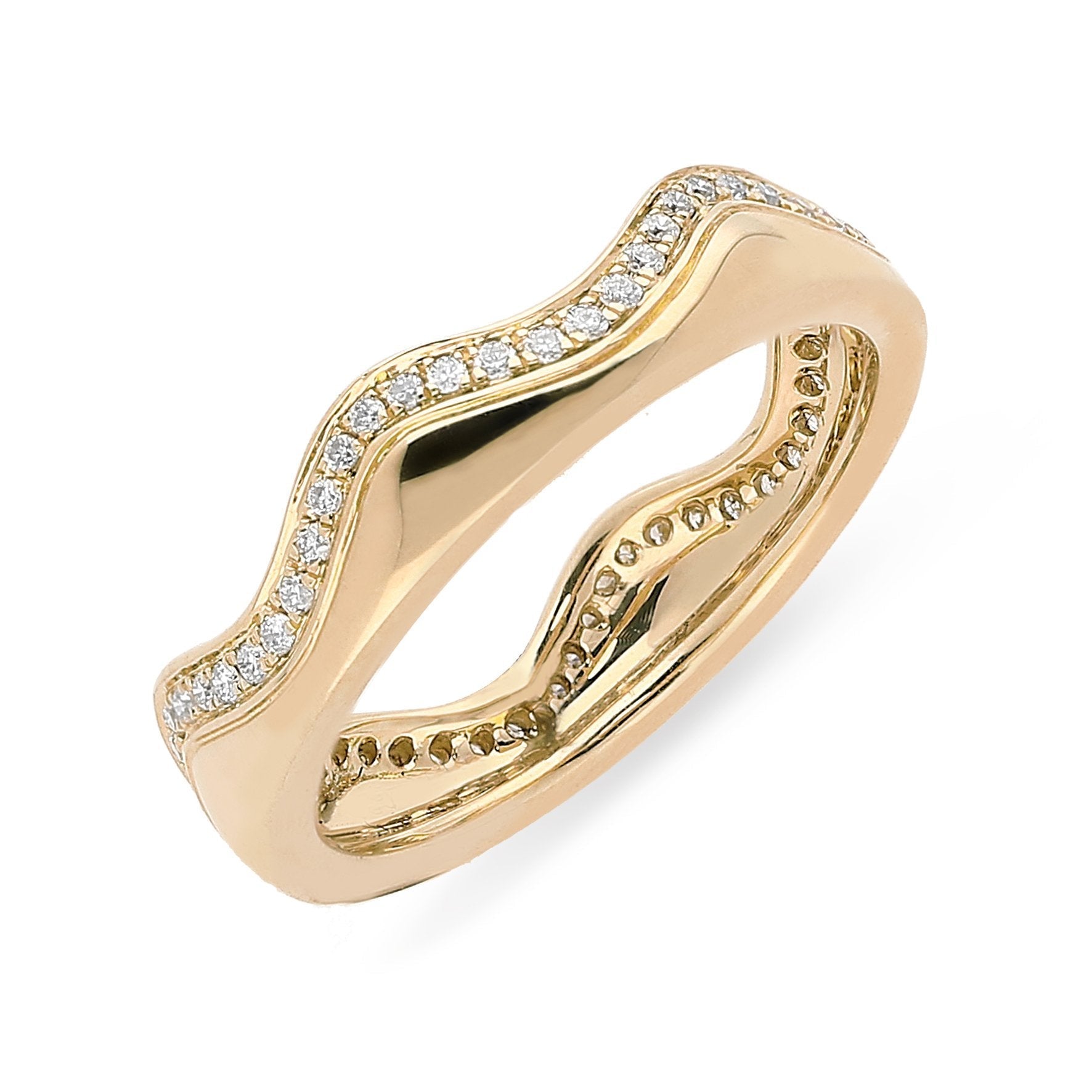 18ct Rose Gold 0.24ct Diamond Wave Stacking Ring - Rose Gold