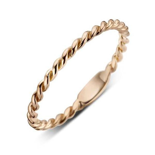 18ct Rose Gold Twisted Stacking Ring - Rose Gold