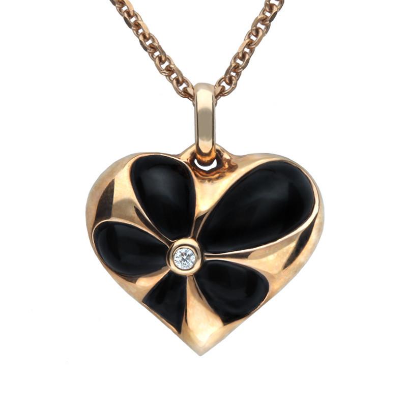 18ct Rose Gold Whitby Diamond Medium Heart Necklace - Option1 Value Rose Gold