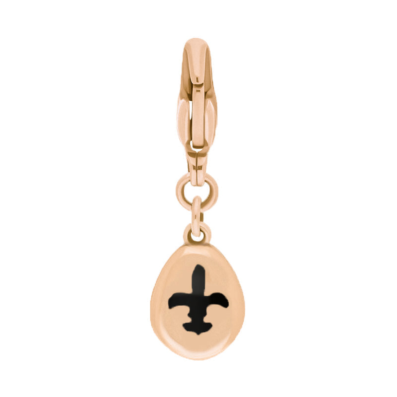 18ct Rose Gold Whitby Jet Pear Shaped Fleur De Lis Clip Charm - Option1 Value Rose Gold