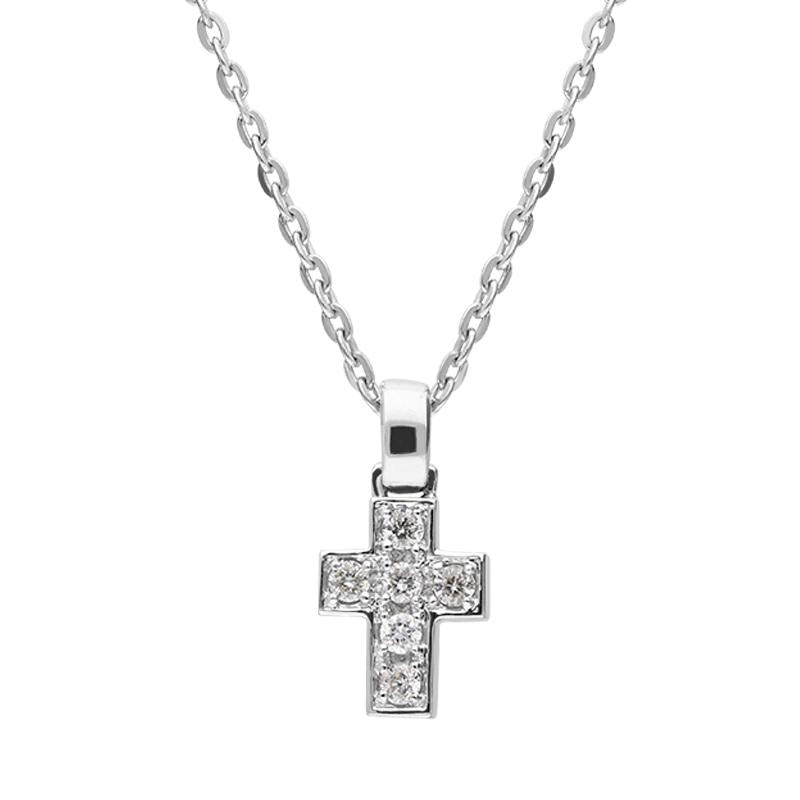 18ct White Gold 0.05ct Diamond Cross Necklace