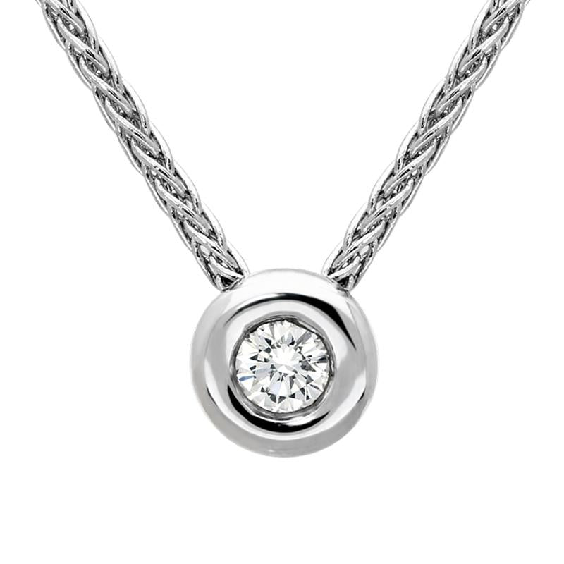 18ct White Gold 0.06ct Diamond Brilliant Cut Solitaire Necklace