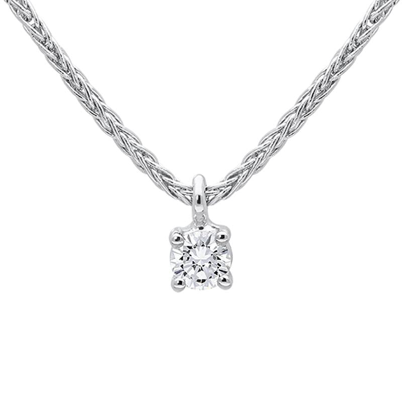 18ct White Gold 0.10ct Diamond Brilliant Cut Solitaire Necklace
