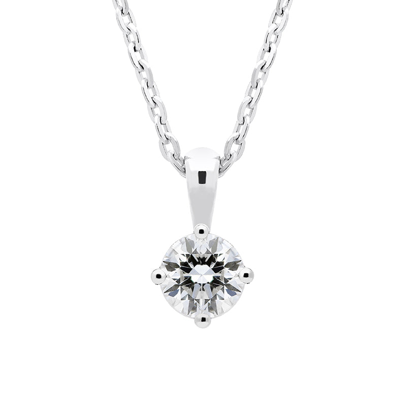 18ct White Gold 0.15ct Diamond Solitaire Necklace - Option1 Value White Gold