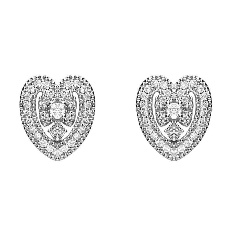 18ct White Gold 0.15ct Diamond House Style Leaf Stud Earrings - White Gold
