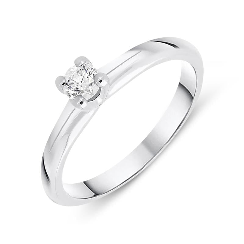18ct White Gold 0.19ct Brilliant Cut Diamond Solitaire Ring - N