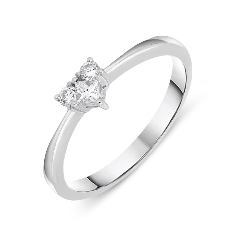 18ct White Gold 0.19ct Diamond Three Stone Heart Ring - Option1 Value White Gold