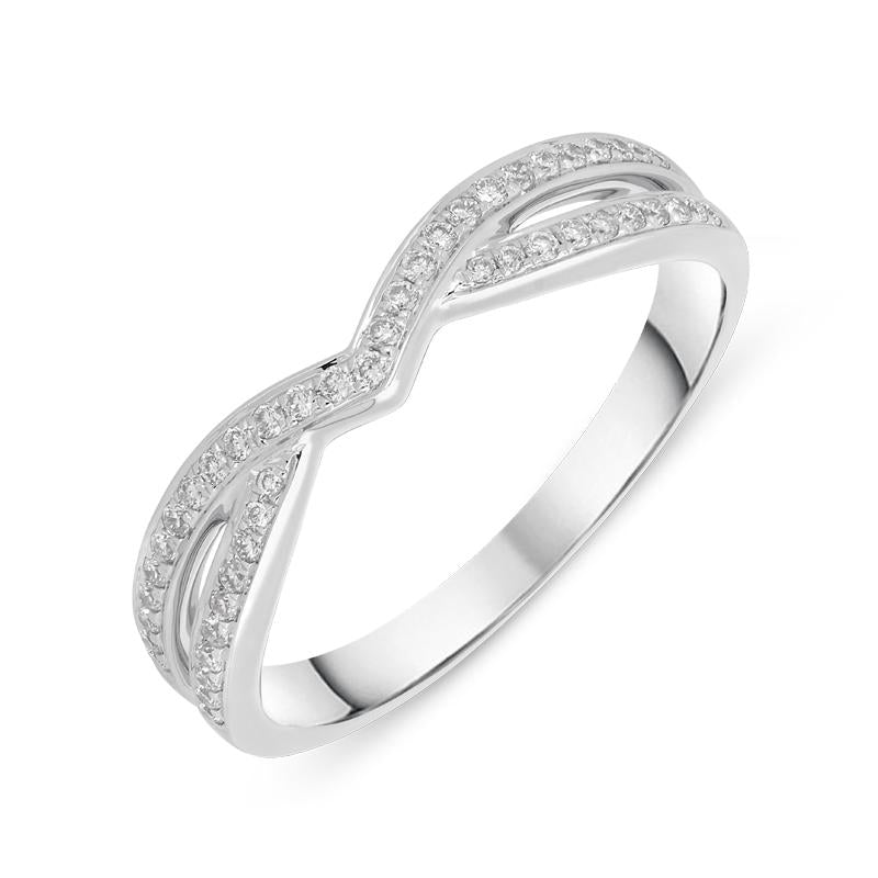 18ct White Gold 0.21ct Diamond Pave Two Row Ring - Option1 Value White Gold