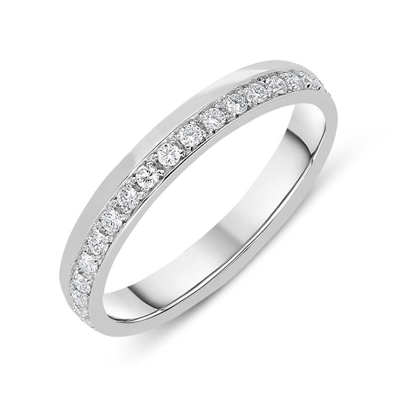18ct White Gold 0.22ct Diamond Channel Set Wedding Half Eternity Ring - K