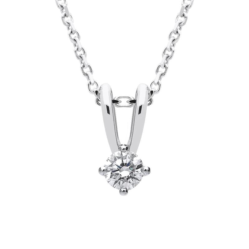 18ct White Gold 0.25ct Diamond Solitaire Necklace - Option1 Value White Gold