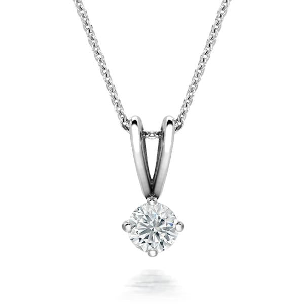 18ct White Gold 0.25ct Diamond Brilliant Cut Solitaire Necklace - Option1 Value White Gold
