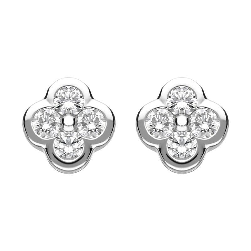 18ct White Gold 0.25ct Diamond Flower Stud Earrings