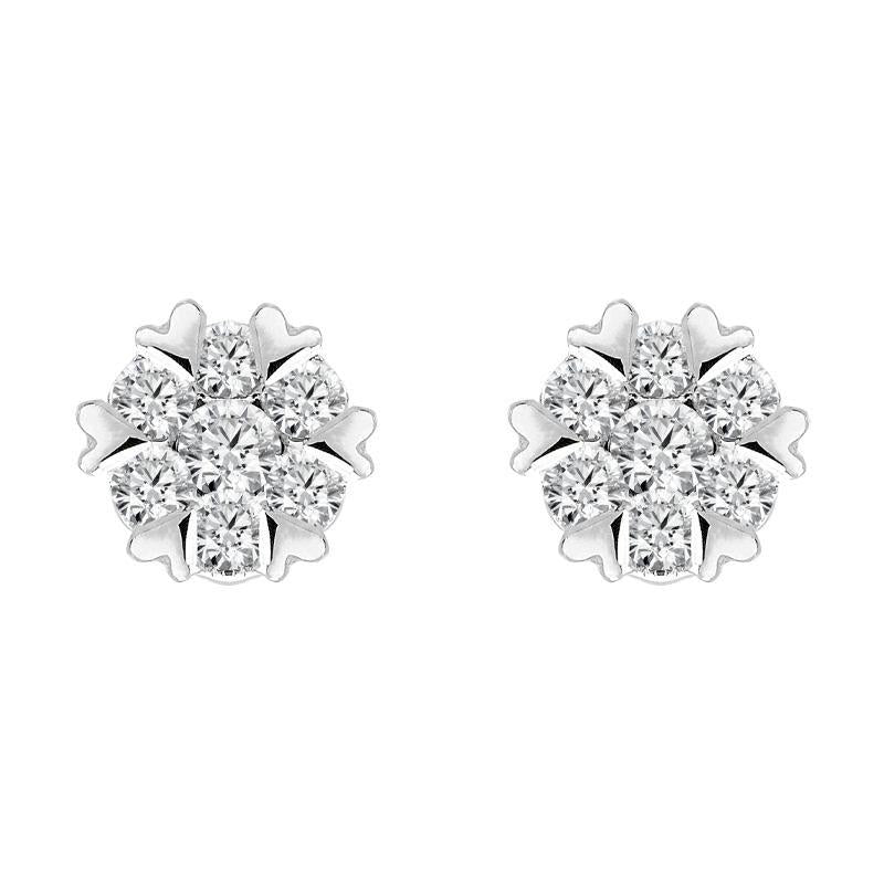 18ct White Gold 0.26ct Diamond Heart Edge Stud Earrings - Option1 Value White Gold